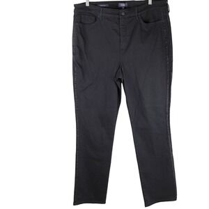 NYDJ Sheri Slim Jeans Mid Wash Lift Tuck Shaping Stretch Storm Black‎ 18